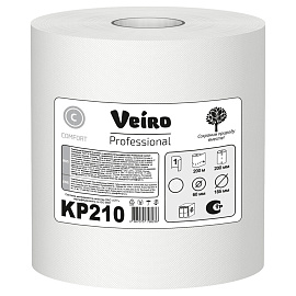 Полотенца бумажные с центральной вытяжкой 200 м, VEIRO (Система M2) COMFORT, 1-слойные, белые, КОМПЛЕКТ 6 рулонов, KP210, КР210