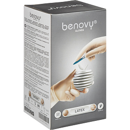 Перчатки медицинские хирургические латексные Benovy текстурированные стерильные неопудренные размер S (6.5) белые (50 пар/100 штук в упаковке)