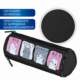 Пенал мягкий BRAUBERG, 3 отделения, нейлон, 21х7х7 см, "Anime Cats", 271580