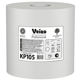 Полотенца бумажные рулонные Veiro Professional Basic M2 1-слойные серые 6 рулонов по 300 метров (KP105)