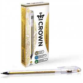 Ручка гелевая неавтоматическая Crown золотистая (толщина линии 0.5 мм)