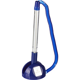 Ручка шариковая на подставке Beifa цвет чернил синий с пружиной (толщина линии 0,5 мм, синий корпус)