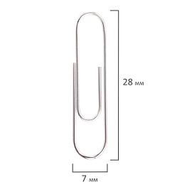 Скрепки STAFF "EVERYDAY", 28 мм, металлические, 100 шт., в картонной коробке, Россия, 220012
