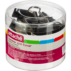 Зажимы для бумаг Attache 19/25/32 мм черные (12 штук в упаковке)