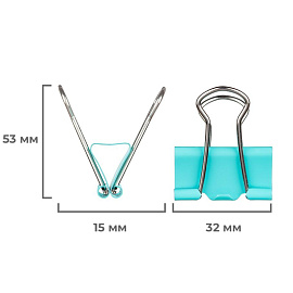 Зажимы для бумаг Attache 19/25/32 мм цветные (12 штук в упаковке)