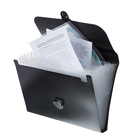 Портфель-картотека пластиковая Attache А4 черная (37x27x3 см, 12 отделений) фото Портфель-картотека пластиковая Attache А4 черная (37x27x3 см, 12 отделений)