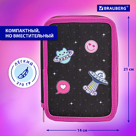 Пенал BRAUBERG, 3 отделения, полиэстер, 21х14 см, "Space sweets", 272332