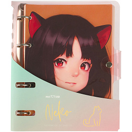 Тетрадь на кольцах 120л., А5, клетка MESHU "Neko", с пластиковой обложкой