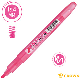 Текстовыделитель Crown "Multi Hi-Lighter" розовый, 1-4мм фото Текстовыделитель Crown "Multi Hi-Lighter" розовый, 1-4мм