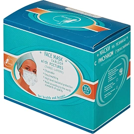 Маска медицинская одноразовая Гекса трехслойная белая с рисунком (100 штук в упаковке)