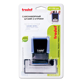 Штамп самонаборный 3-строчный, оттиск 38х14 мм, синий без рамки, TRODAT 4911P4/DB, КАССА В КОМПЛЕКТЕ, 4911/DB фото Штамп самонаборный 3-строчный, оттиск 38х14 мм, синий без рамки, TRODAT 4911P4/DB, КАССА В КОМПЛЕКТЕ, 4911/DB