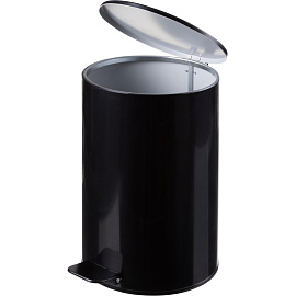 Ведро мусорное 20 л нержавеющая сталь с педалью с крышкой чёрное (40x25x25 см)
