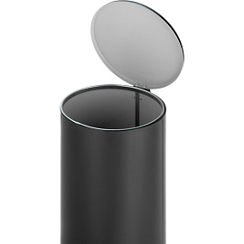 Ведро мусорное 30 л нержавеющая сталь с педалью с крышкой чёрное (60x25x25 см)