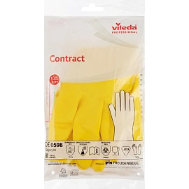 Перчатки латексные Vileda Professional Контракт с хлопковым напылением желтые (размер 8.5-9, L, 174325)