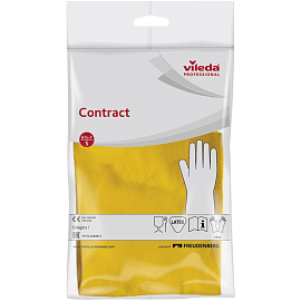 Перчатки латексные Vileda Professional Контракт с хлопковым напылением желтые (размер 7, S, 174321) фото Перчатки латексные Vileda Professional Контракт с хлопковым напылением желтые (размер 7, S, 174321)