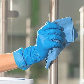 Перчатки латексные Vileda Professional с хлопковым напылением синие (размер 7.5-8, M, 174353)