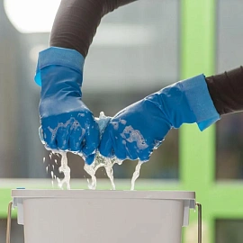 Перчатки латексные Vileda Professional с хлопковым напылением синие (размер 8.5-9, L, 174355)