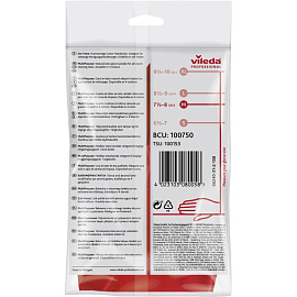 Перчатки латексные Vileda Professional многоцелевые повышенная прочность красные (размер 7.5-8, M, 174343)