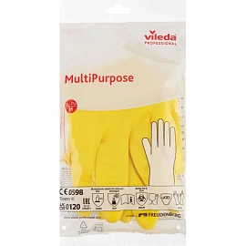 Перчатки латексные Vileda Professional с хлопковым напылением желтые (размер 7.5-8, M, 174372)