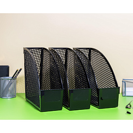 Лоток вертикальный для бумаг 75 мм (105 мм) Attache пластиковый черный (3 штуки в упаковке)