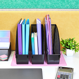 Лоток вертикальный для бумаг 75 мм (105 мм) Attache пластиковый черный (3 штуки в упаковке)