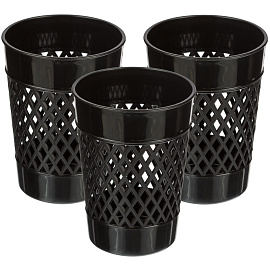 Подставка-стакан для канцелярских принадлежностей Attache черная 10x7.4x7.4 см (3 штуки в упаковке)