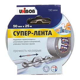 Клейкая лента армированная Unibob 50 мм x 25 м 170 мкм серая