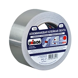 Клейкая лента алюминиевая Unibob 50 мм x 40 м 70 мкм серая фото Клейкая лента алюминиевая Unibob 50 мм x 40 м 70 мкм серая