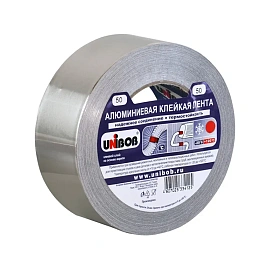 Клейкая лента алюминиевая Unibob 50 мм x 50 м 70 мкм серая фото Клейкая лента алюминиевая Unibob 50 мм x 50 м 70 мкм серая