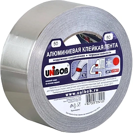 Клейкая лента алюминиевая Unibob 50 мм x 50 м 70 мкм серая