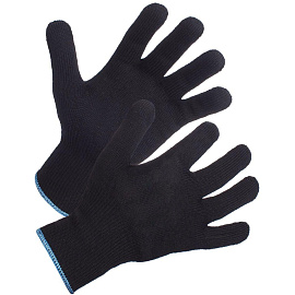 Перчатки рабочие Ампаро Пантера полушерстяные чёрные (1 нить, 10 класс вязки, размер 8, M)