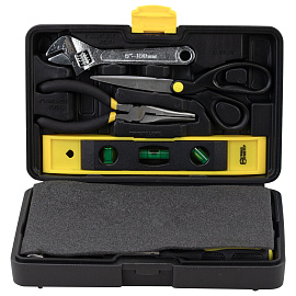 Набор инструментов столярно-слесарный, 25 предметов, пластиковый кейс, ГРАНДМАСТЕР, 671337