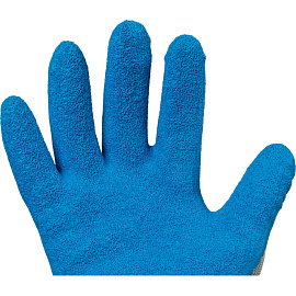 Перчатки рабочие утеплённые от порезов и проколов Ампаро София Фрост трикотажные с латексным покрытием серые/синие (5 нитей, 10 класс вязки, размер 10