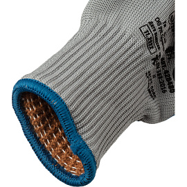 Перчатки рабочие утеплённые от порезов и проколов Ампаро София Фрост трикотажные с латексным покрытием серые/синие (5 нитей, 10 класс вязки, размер 10