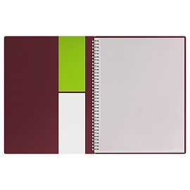 Папка с 20 вкладышами на гребне СТАММ "Диагональ" А4, 14мм, 700мкм, пластик, гранат