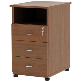 Тумба приставная Этюд с замком (орех, 432х600х750 мм, 3 ящика)