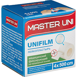 Пластырь фиксирующий Master Uni 4x500 см полимерная основа