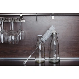 Ёршик для мытья бутылок Spin&clean Disco средней жёсткости 420x50 мм белый/серый