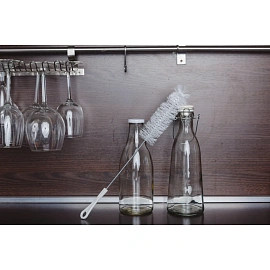 Ёршик для мытья бутылок Spin&clean Disco средней жёсткости 420x50 мм белый/серый