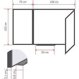 Доска магнитно-меловая 100x300 см трехсекционная зеленая лаковое покрытие Attache