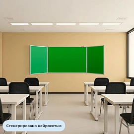 Доска магнитно-меловая 100x300 см трехсекционная зеленая лаковое покрытие Attache