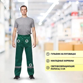 Костюм рабочий летний мужской л02-КБР с СОП зеленый/желтый (размер 68-70, рост 170-176)