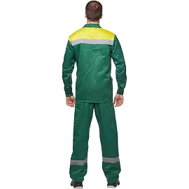 Костюм рабочий летний мужской л02-КБР с СОП зеленый/желтый (размер 68-70, рост 170-176)