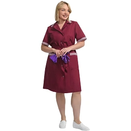 Халат для горничных и уборщиц у01-ХЛ с коротким рукавом бордовый (размер 44-46, рост 170-176) фото Халат для горничных и уборщиц у01-ХЛ с коротким рукавом бордовый (размер 44-46, рост 170-176)