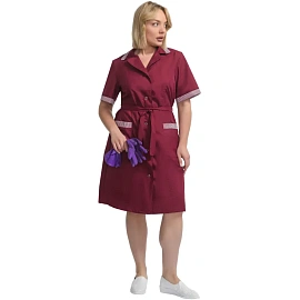 Халат для горничных и уборщиц у01-ХЛ с коротким рукавом бордовый (размер 52-54, рост 170-176) фото Халат для горничных и уборщиц у01-ХЛ с коротким рукавом бордовый (размер 52-54, рост 170-176)