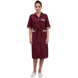 Халат для горничных и уборщиц у01-ХЛ с коротким рукавом бордовый (размер 56-58, рост 170-176) фото Халат для горничных и уборщиц у01-ХЛ с коротким рукавом бордовый (размер 56-58, рост 170-176)