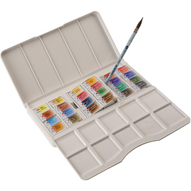 Краски акварельные Белые ночи набор 24 цвета по 2.5 мл в кюветах с палитрой фото Краски акварельные Белые ночи набор 24 цвета по 2.5 мл в кюветах с палитрой