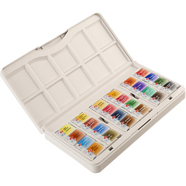 Краски акварельные Белые ночи набор 24 цвета по 2.5 мл в кюветах с палитрой фото Краски акварельные Белые ночи набор 24 цвета по 2.5 мл в кюветах с палитрой