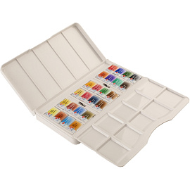 Краски акварельные Белые ночи набор 24 цвета по 2.5 мл в кюветах с палитрой фото Краски акварельные Белые ночи набор 24 цвета по 2.5 мл в кюветах с палитрой