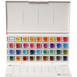 Краски акварельные Белые ночи набор 36 цветов по 2.5 мл в кюветах с палитрой фото Краски акварельные Белые ночи набор 36 цветов по 2.5 мл в кюветах с палитрой